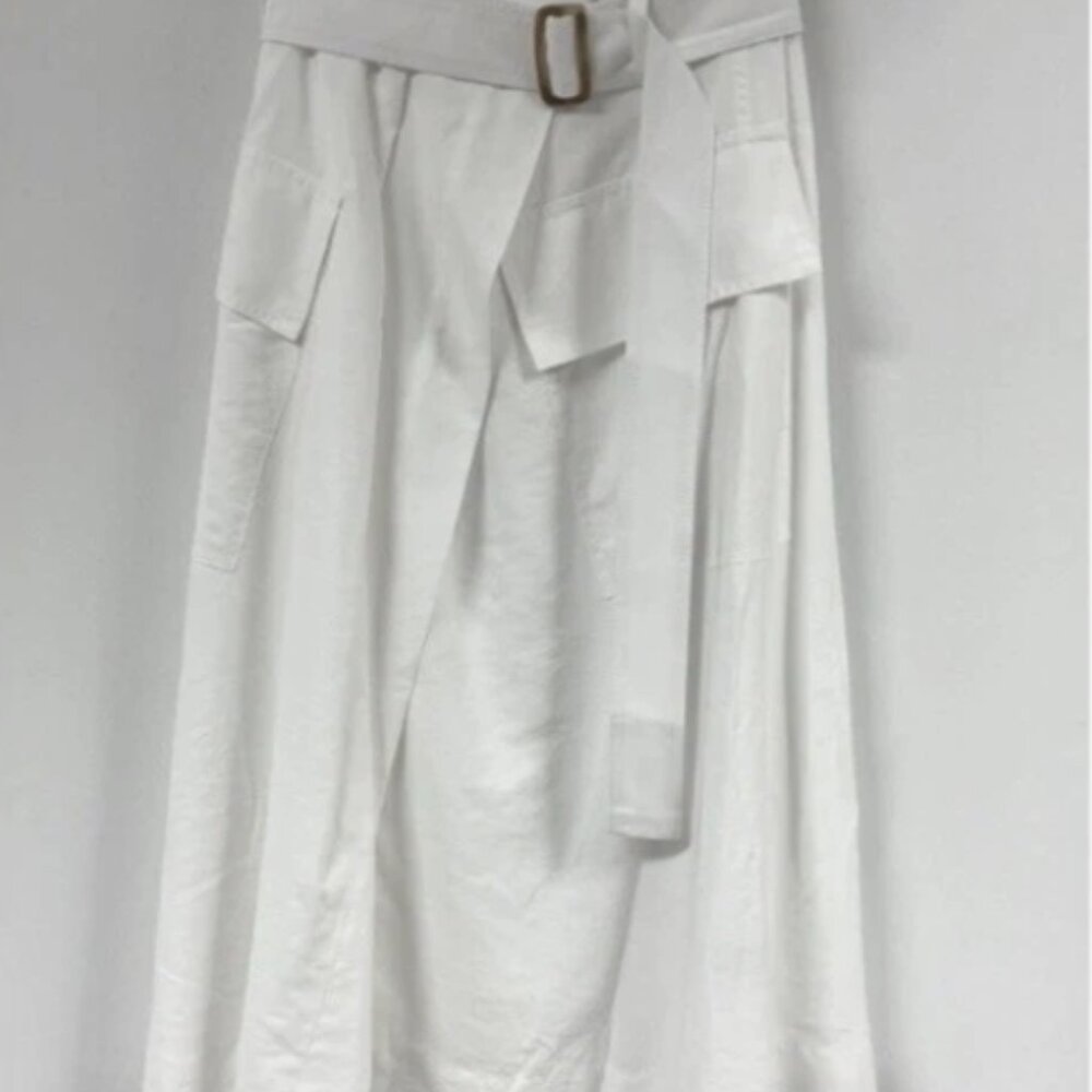 Vince belted utility midi skirt in white size 10